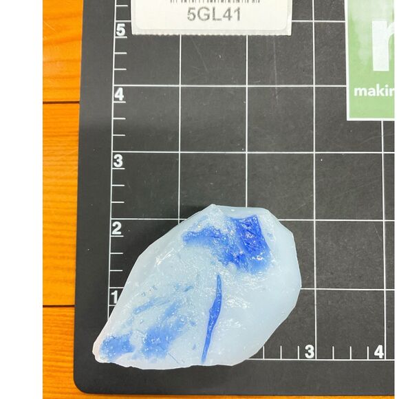 Satin Blue Layered Art Glass Cullet Glowing Manganese Slag Glass #5GL41 - Picture 7 of 7